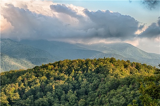 蓝脊公园大道,景色,山,俯瞰,夏天,风景