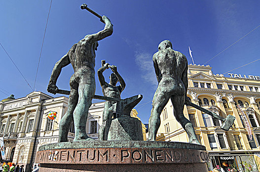 三个,雕塑,赫尔辛基,广场,芬兰
