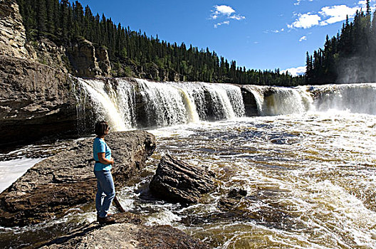 瀑布,加拿大西北地区,加拿大