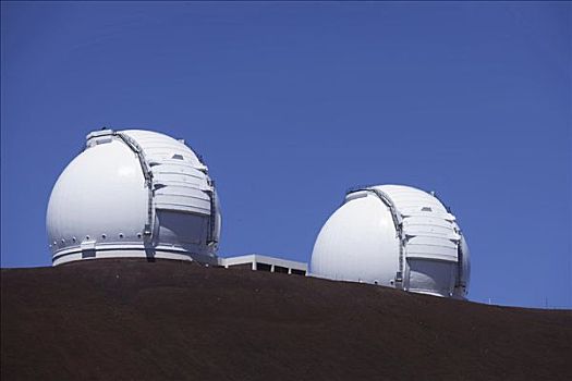 圆顶,两个,望远镜,靠近,顶峰,灭绝,火山,莫纳克亚,夏威夷,美国