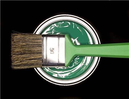 绿色,油漆桶,漆刷