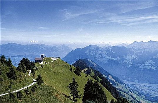山峦,视点,木屋,瑞士,欧洲