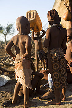 辛巴族,孩子,饮用水,纳米比亚,非洲
