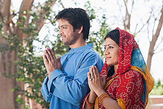 乡村,伴侣,祈祷,印度