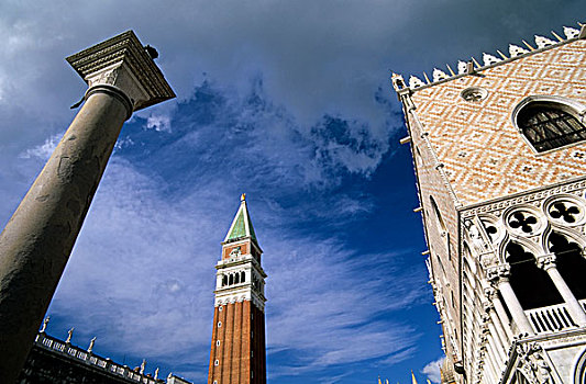 意大利,威尼斯,钟楼,圣马科,宫殿,总督,仰视
