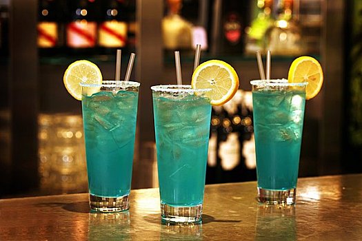 蓝色,鸡尾酒,朗姆酒,酒吧