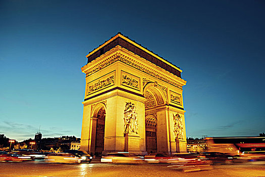 拱形,街道,夜拍,巴黎,法国