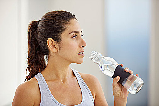 女人,饮用水,柱子,锻炼
