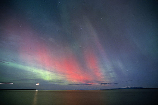 北极光,上方,库克海峡,山,阿拉斯加,冬天