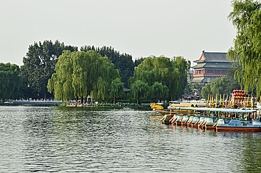 后海湖上游船,北京什刹海