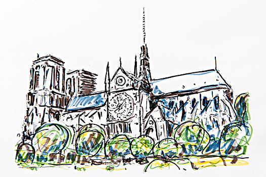 圣母大教堂,巴黎,法国,绘画