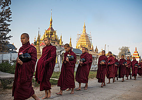 缅甸,靠近,茵莱湖,城市,僧侣