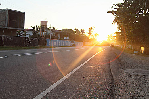 太阳,发光,乡村道路