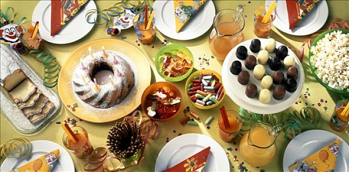 彩色,桌子,蛋糕,甜食,聚会