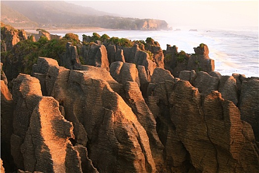 薄烤饼,大峡谷,石头,西海岸,海滩,新西兰