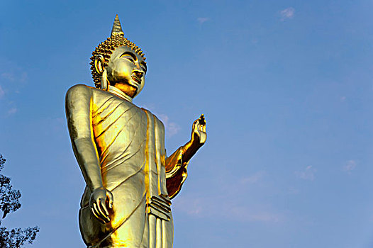 金色,佛像,寺院,北方,泰国,亚洲