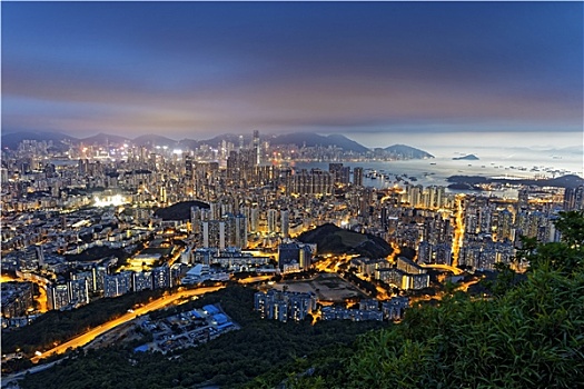 香港,城市,日落