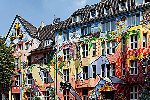 街道,房子,艺术,涂绘,建筑,风格,北莱茵威斯特伐利亚,德国,欧洲