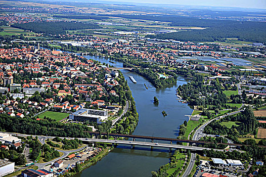 风景,河,德国,航拍