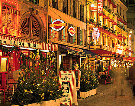街道,卢浮宫,夜晚,巴黎,法国