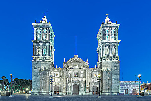 墨西哥,柏布拉,大教堂,17世纪,黎明,大幅,尺寸