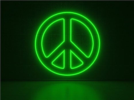 平和,象征,序列,霓虹灯