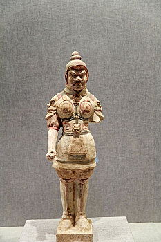 唐代彩绘武士俑,河南省洛阳博物馆馆藏文物