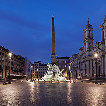 四个,河流,喷泉,纳佛那广场,罗马,拉齐奥,意大利,欧洲