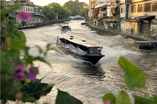船,速度,运河,曼谷,泰国