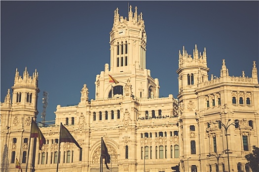 宫殿,建筑,西贝列斯广场,马德里,西班牙,印象深刻,市政厅