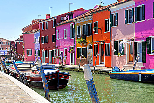 运河,彩色,房子,渔民,岛屿,布拉诺岛,泻湖,威尼斯,威尼托,意大利