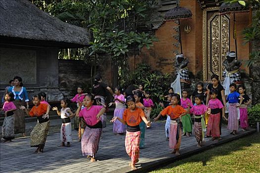 女孩,练习,古典,跳舞,宫殿,巴厘岛,印度尼西亚