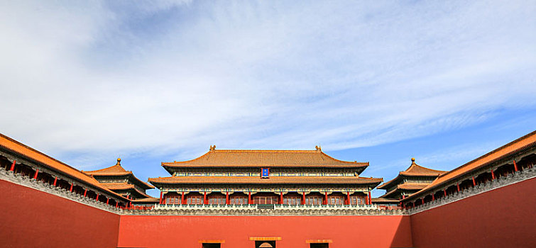 蓝天白云下的北京故宫午门
