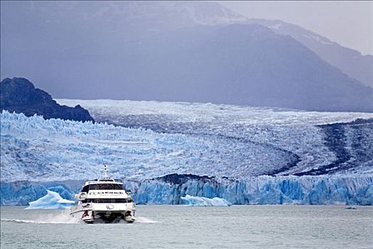 双体船,正面,乌普萨拉,瑞典,冰河,湖,阿根廷湖,国家公园,洛斯格拉希亚雷斯,洛斯格拉希亚雷斯国家公园,巴塔哥尼亚,阿根廷,南美