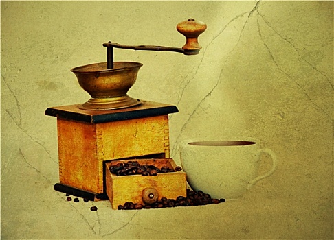 咖啡研磨机,杯子,热,黑咖啡
