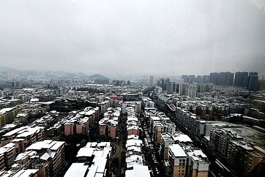 贵州遵义城区雪景