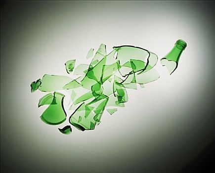 破损,绿色,玻璃瓶