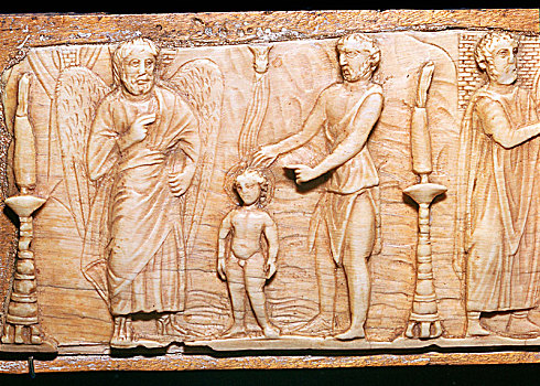拜占庭风格,象牙制品,展示,洗礼,5世纪,艺术家,未知