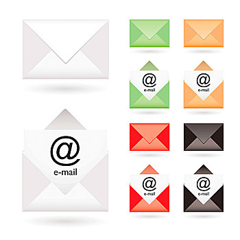 电子邮件,象征,收集,信封,彩色