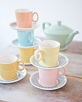 种类,淡色调,杯子,茶壶