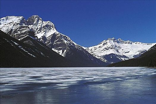冰河,湖,雪,冰,山,班芙国家公园,艾伯塔省,加拿大,北美,世界遗产