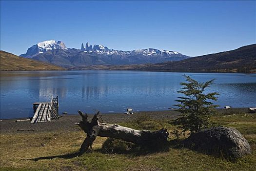 湖,泻湖,山峦,巴塔哥尼亚,智利,南美