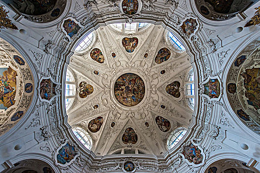 教堂,天花板,拱顶,八边形,阿尔皋,瑞士,欧洲