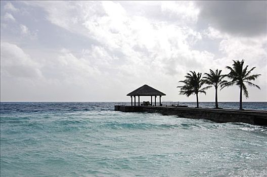 码头,泻湖,胜地,马尔代夫,印度洋