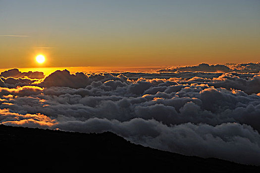 美国,夏威夷,毛伊岛,高处,云,日落