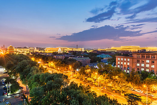 北京前门东大街建筑夜景