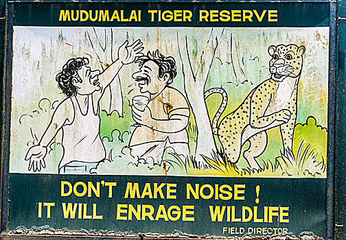 卡通,标识,野生动物,保护区,泰米尔纳德邦,印度,亚洲