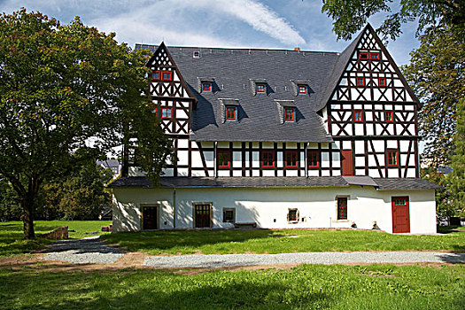 整修,木结构,城堡,福格特兰,萨克森,德国,欧洲