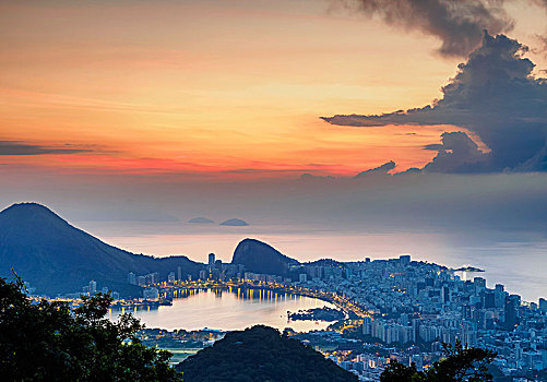 城市,远景,黎明,里约热内卢,巴西,南美