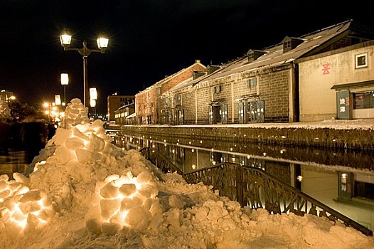 雪,灯,小路